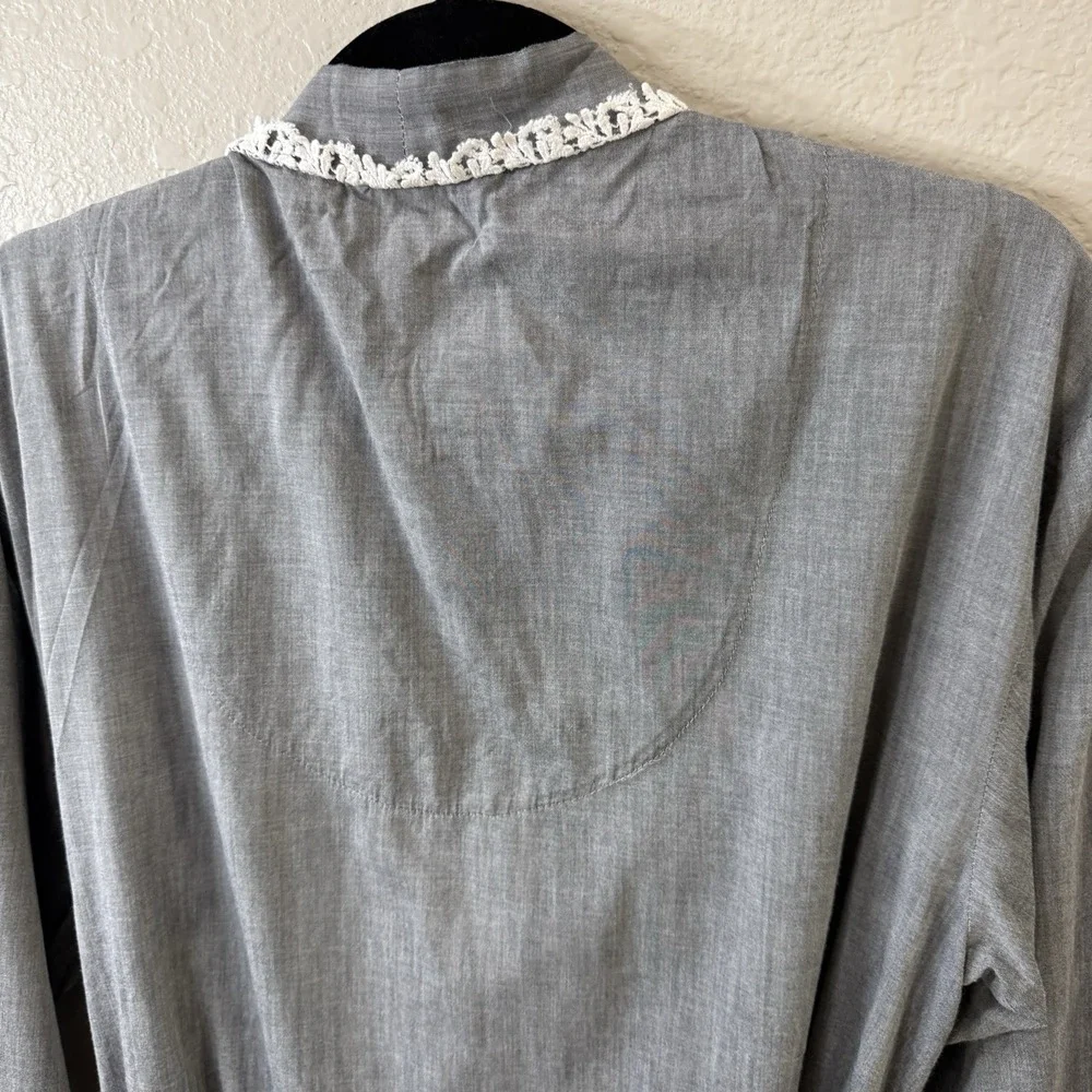 Eileen West Robe Womens S/M Gray Belted Lightweight Loungewear Sleepwear